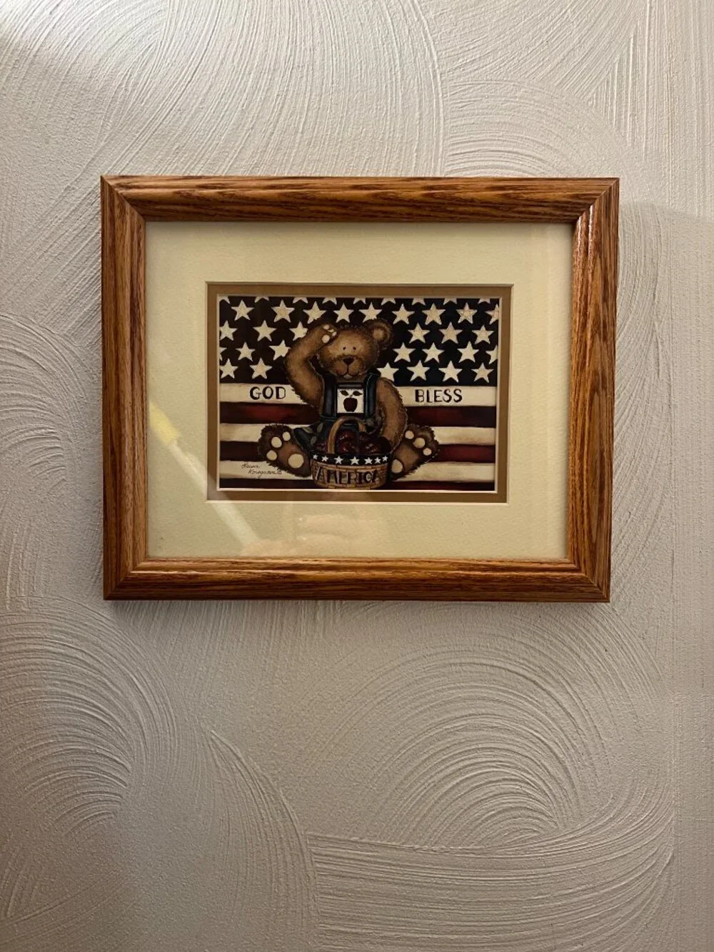Laurie Korsgaden God Bless America Teddy Bear and Flag